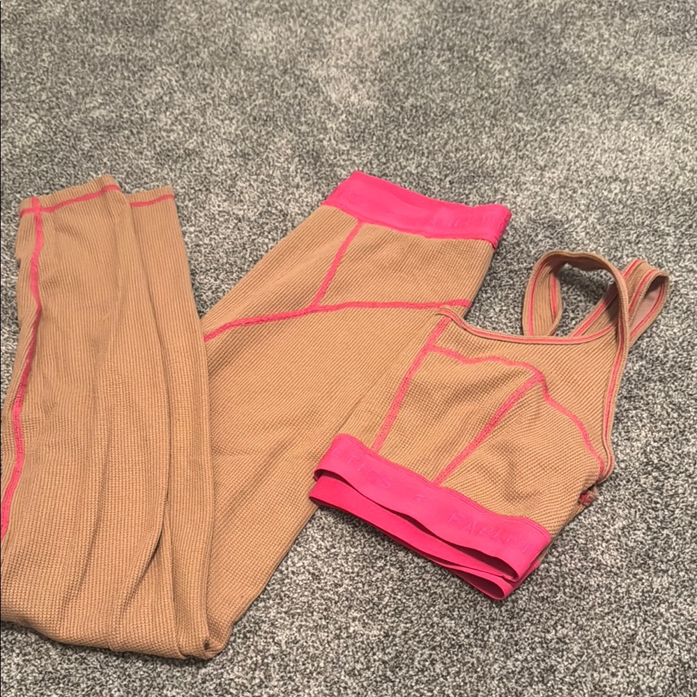 Fabletics Tan and Pink Loungewear set